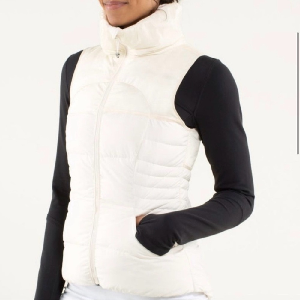 Lululemon Athletica White Quilted Vest with High Collar